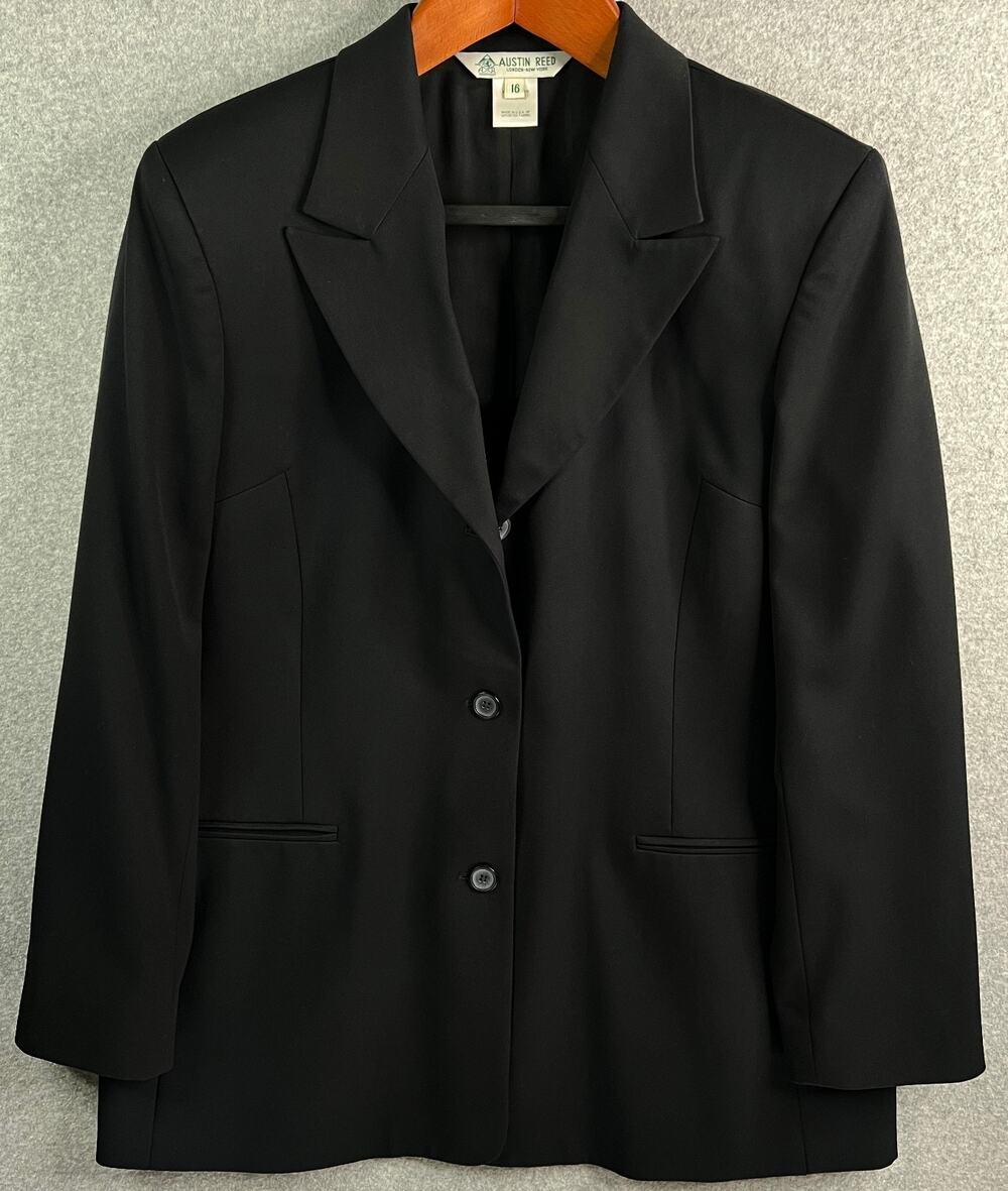 Austin Reed Black Stretch Blazer Women’s Size 16 Lined Career